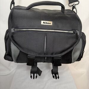 Nikon Black SLR camera bag with strap
